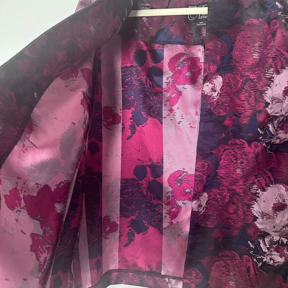 Alex Evenings Women's Blazer Size( XL/Petite) Burgundy Blue Floral Open Front - Picture 8 of 12